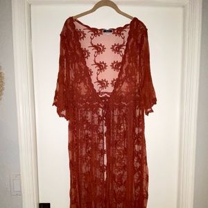 Lace kimono burnt orange